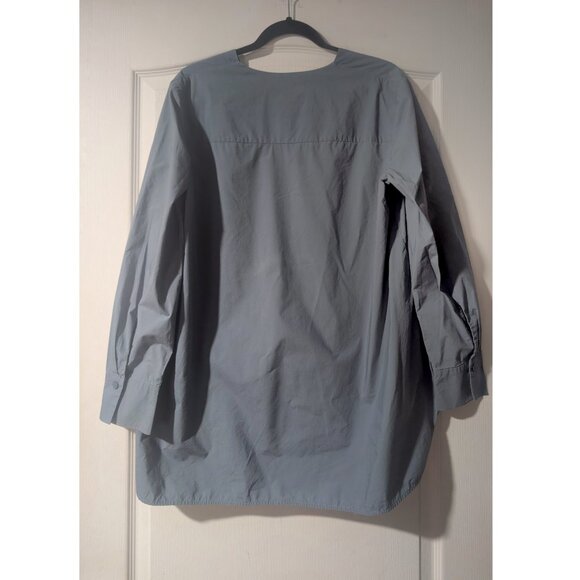 COS | Long Rounded Hem Blouse In Blue - Picture 5 of 12